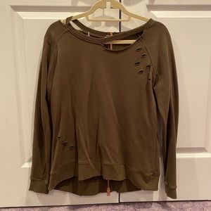 Distressed Zipper Sweatshirt